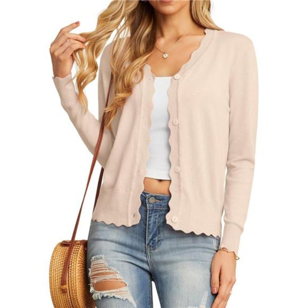 NEW Women's Long Sleeve V-Neck Button Down Cardigan Knit Shrugs Sweater - Picture 2 of 5
